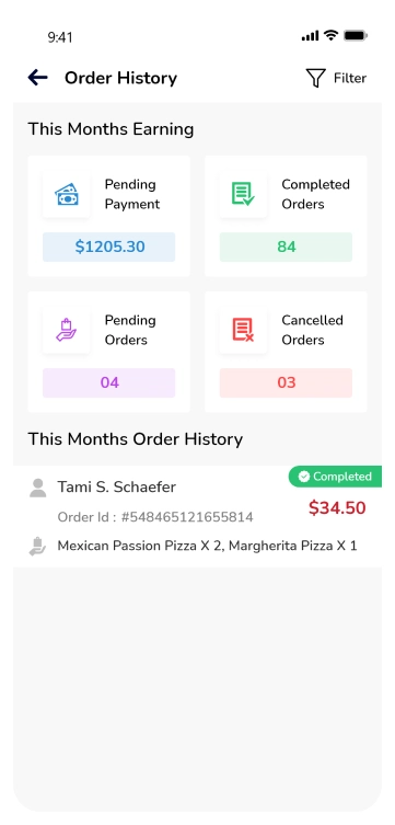 store app - orders history