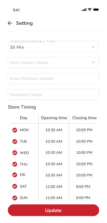 store app - profile setting