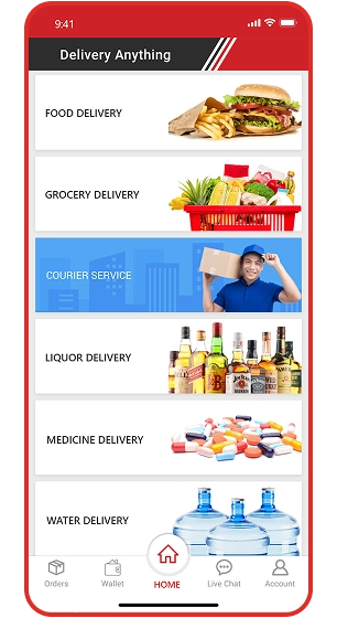 Home screen - every delivery service one tap away