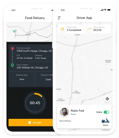 Food Ordering Driver App Features