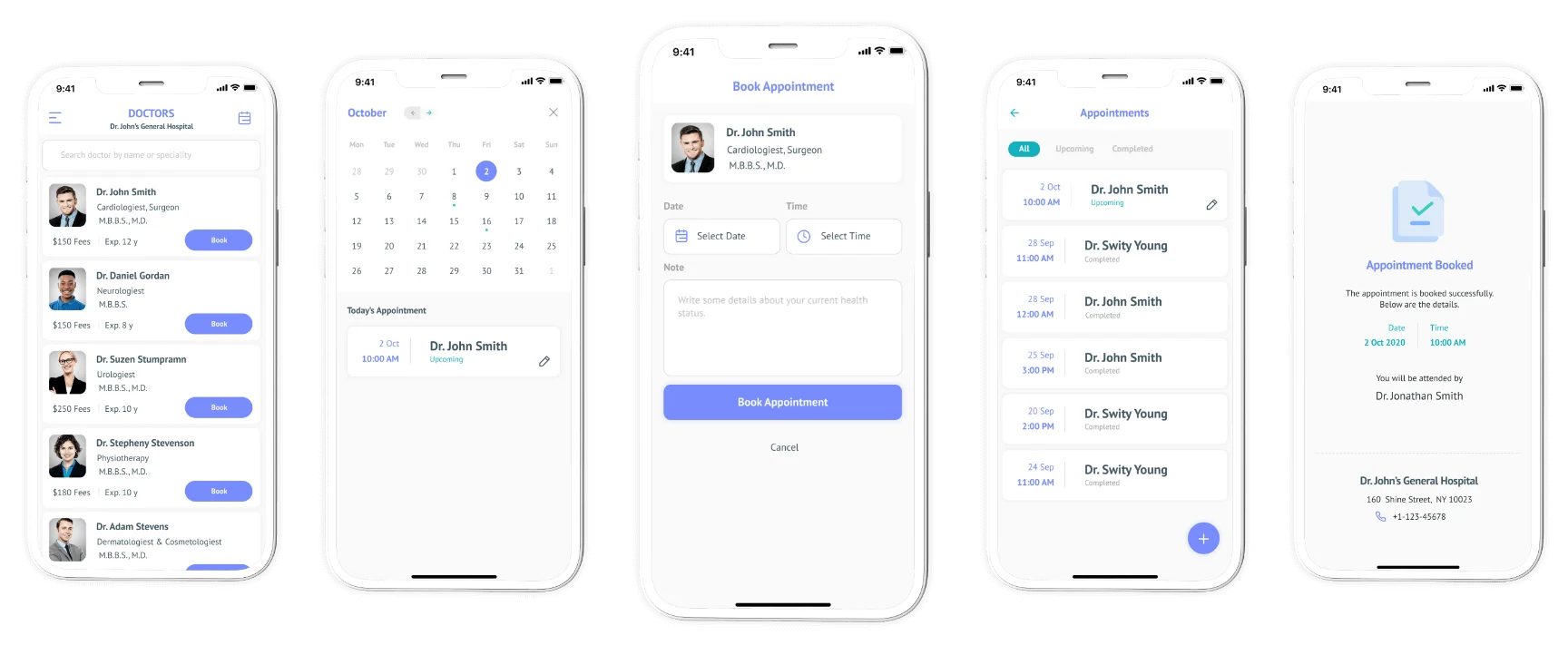 Doctor appointment booking patient app ui
