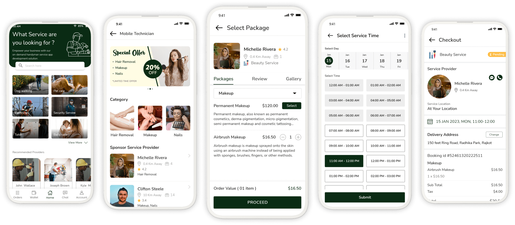 taskrabbit Customer app UI